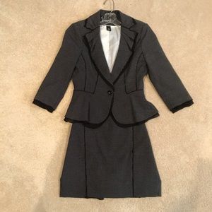 WHBM Black/White Small Polka Dot Skirt/Jacket Suit